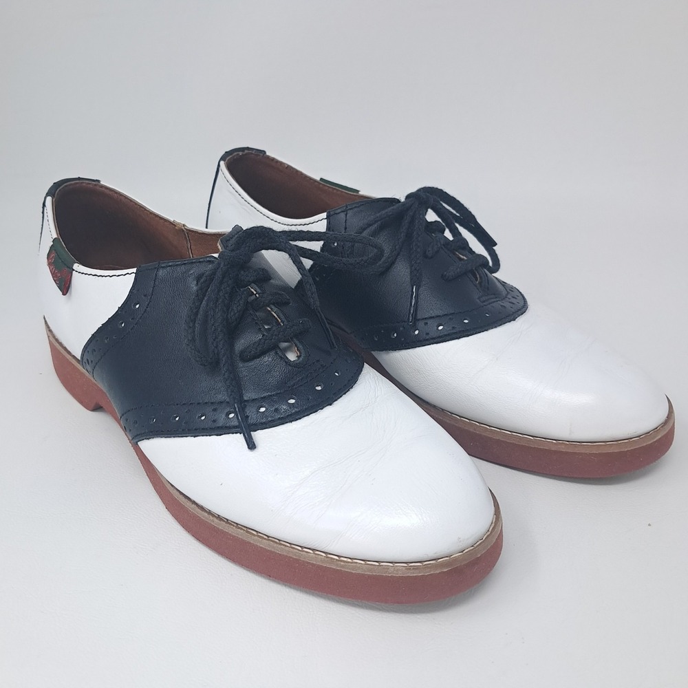 G.H. Bass & Co. Classic Leather Oxford Saddle Shoes Black & White Womens Size 6